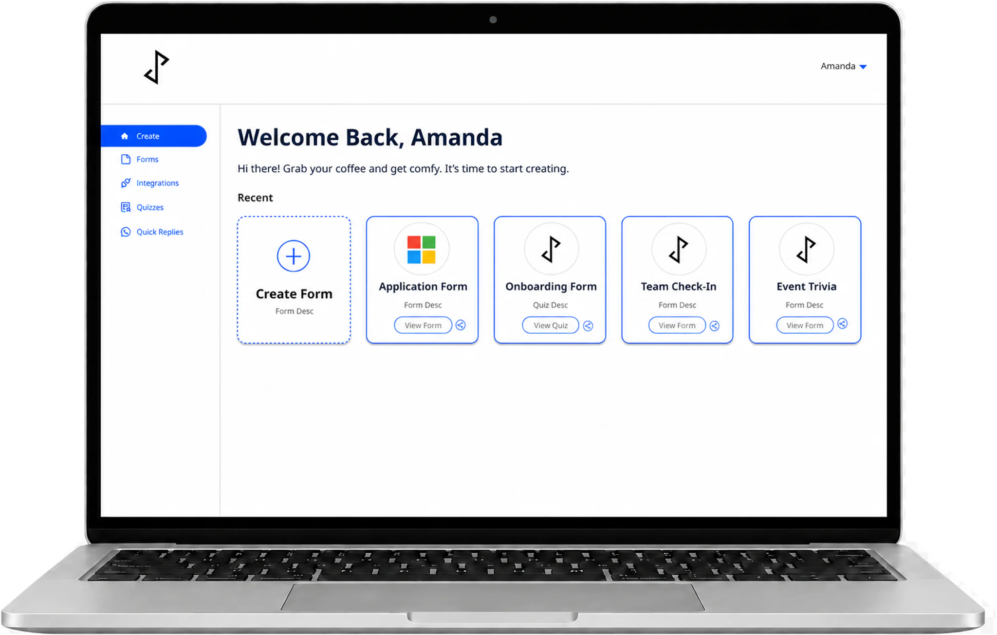 JoyForm dashboard displayed on a laptop